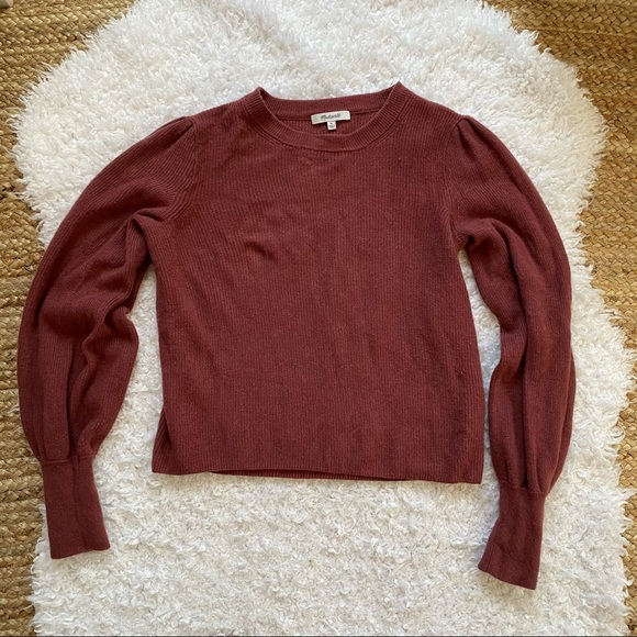 Madewell Sweaters - MADEWELL Mauve Puff Sleeve Sweater Medium